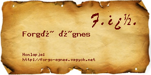 Forgó Ágnes névjegykártya